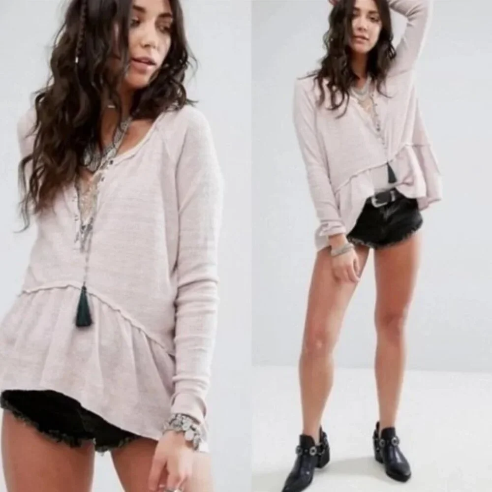 FREE PEOPLE We The Free Coastline Thermal Weave Henley Top